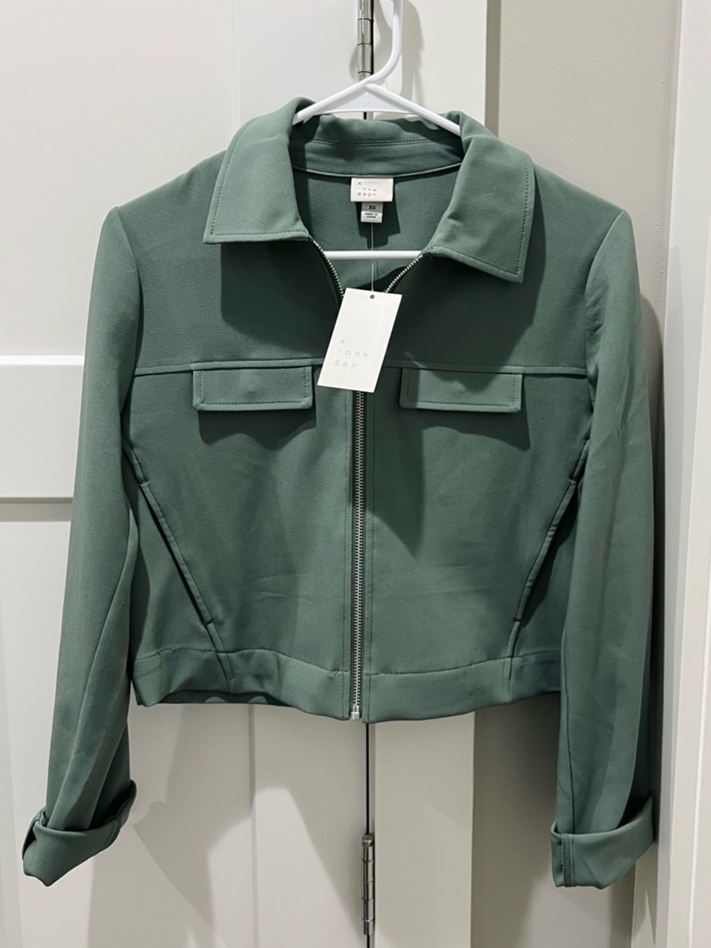 a new day Sage Green Midweight Cropped Utility Jacket